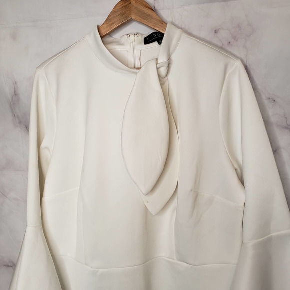 ELOQUII White Mock Neck Flare Sleeves Midi Dress 20 - Picture 2 of 11